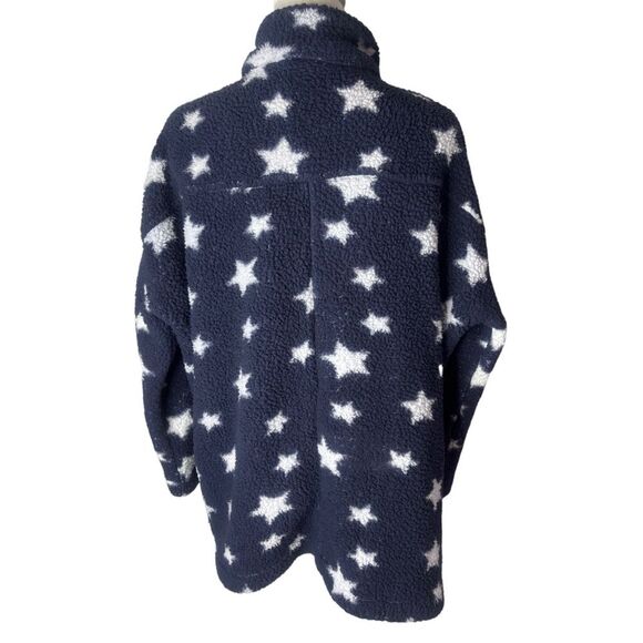 Dictionary Star Printed Sherpa Button Up Jacket - Picture 3 of 6